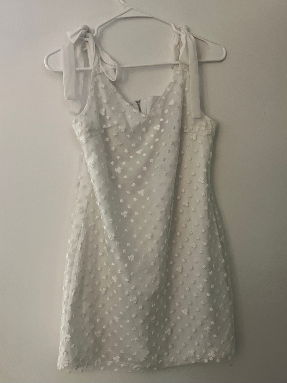 Ivory Floral Tie-Shoulder Mini Dress